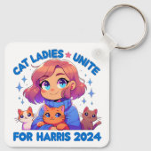 Schattigee Grappige Girly Kinderloze Cat Lady Unit Sleutelhanger (Achterkant)