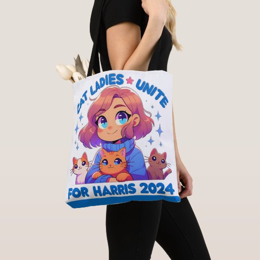 Schattigee Grappige Girly Kinderloze Cat Lady Unit Tote Bag (Dichtbij)