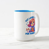 Schattigee Grappige Girly Kinderloze Cat Lady Unit Tweekleurige Koffiemok (Voorkant rechts)