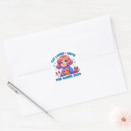 Schattigee Grappige Girly Kinderloze Cat Lady Unit Vierkante Sticker