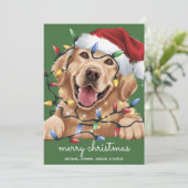 Schattigee Grappige Golden Retriever Santa Hat Feestdagenkaart (Staand voorkant)