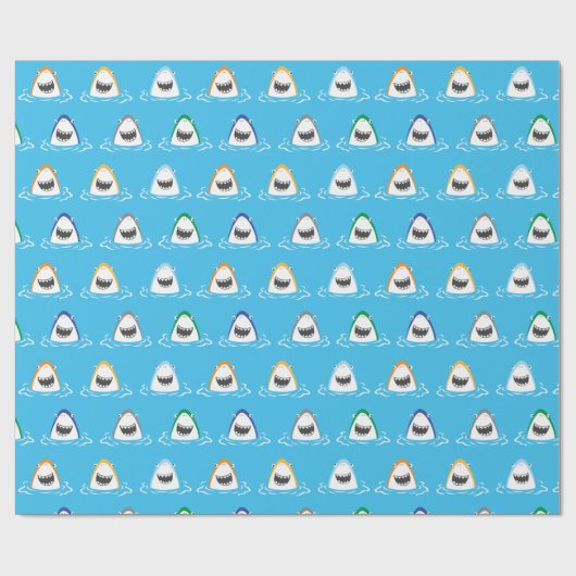 Schattigee grappige haaien in felle kleuren op lic cadeaupapier (Vlak)