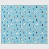 Schattigee grappige haaien op lichtblauw cadeaupapier (Vlak)