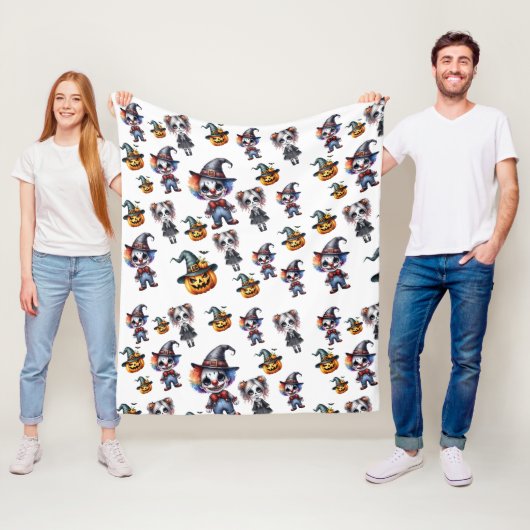 Schattigee Grappige Halloween Fleece Deken (In situ)
