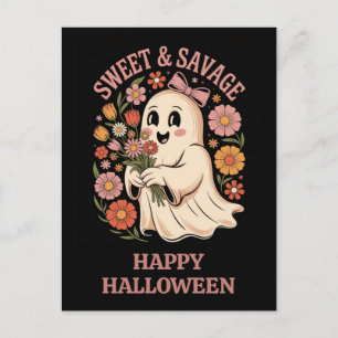 Schattigee Grappige Halloween Sweet Savage Bloemen Briefkaart