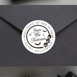 Schattigee Grappige Happy Halloween Skull Skeleton Ronde Sticker