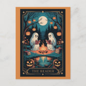 Schattigee Grappige Herfst Halloween Tarot Ghost L Briefkaart (Voorkant)
