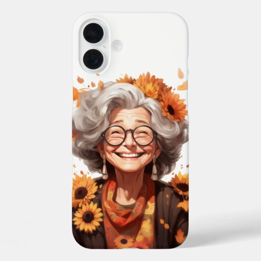 SCHATTIGEE GRAPPIGE HERFST OMA MET ZONNEBLOEMEN Case-Mate iPhone CASE (Achterkant)