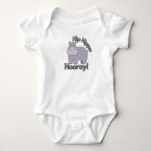 Schattigee, grappige "hippo hoera" hippopotamus romper (Voorkant)