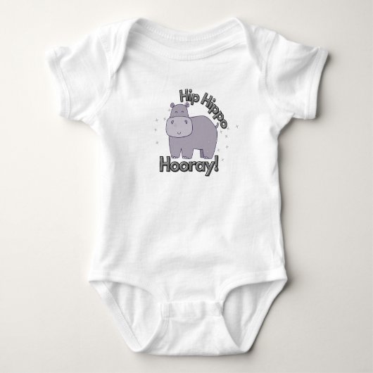 Schattigee, grappige "hippo hoera" hippopotamus romper (Voorkant)