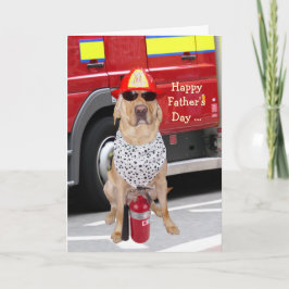 Schattigee/grappige hond Vaderdag voor brandweerma Kaart