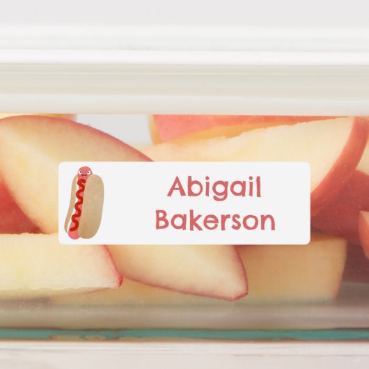 Schattigee grappige hotdog Weiner cartoon geperson Labels (Aangebracht)