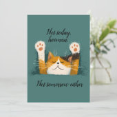 Schattigee grappige kat dutje feestdagenkaart (Staand voorkant)