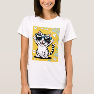 Schattigee grappige kat grap zonnebril t-shirt