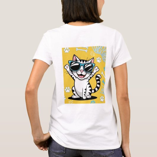 Schattigee grappige kat grap zonnebril t-shirt (Achterkant)