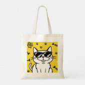 Schattigee grappige kat grap zonnebril winkelen ca tote bag (Achterkant)