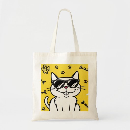 Schattigee grappige kat grap zonnebril winkelen ca tote bag (Voorkant)