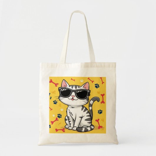 Schattigee grappige kat grap zonnebril winkelen ca tote bag (Voorkant)