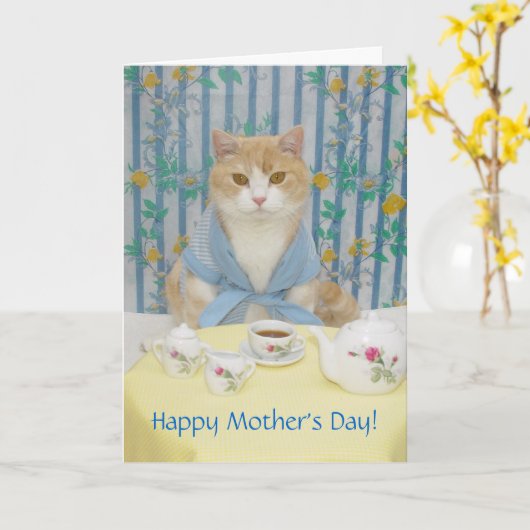 Schattigee/grappige kat Kaart (Gele Bloem)