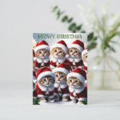Schattigee Grappige Kat Kitten Meowy Kerst Briefkaart (Staand voorkant)