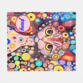 SCHATTIGEE GRAPPIGE KAT | ROZE KLEUR ART CAT FLEECE DEKEN (Voorkant (Horizontaal))