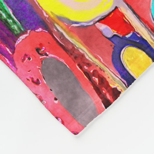 SCHATTIGEE GRAPPIGE KAT | ROZE KLEUR ART CAT FLEECE DEKEN (Hoek)