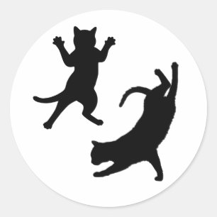 Schattigee grappige kat silhouet ronde sticker