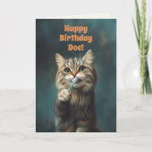 Schattigee Grappige Kat Tandarts Verjaardag Opgevo Bedankkaart (Voorkant)