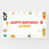 Schattigee Grappige Katten Happy Birthday Sign Ban Spandoek (Horizontaal)