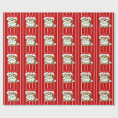 Schattigee Grappige Kerst Cartoon Kat Gepersonalis Cadeaupapier (Vlak)