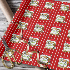 Schattigee Grappige Kerst Cartoon Kat Gepersonalis Cadeaupapier