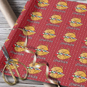 Schattigee Grappige Kerst Cartoon Kat Gepersonalis Cadeaupapier