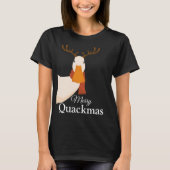 Schattigee Grappige Kerst Eend Merry Quackmas Deer T-shirt (Voorkant)