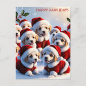 Schattigee Grappige Kersthond Puppy Happy Pawholid Briefkaart (Voorkant)