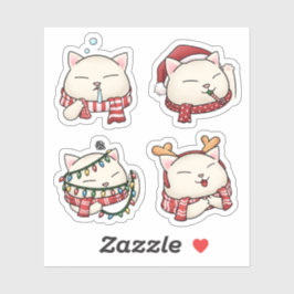 Schattigee grappige kerstkattencombo sticker