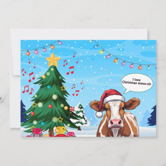 Schattigee Grappige Kerstman Koe Cartoon Feestdagenkaart (Voorkant)