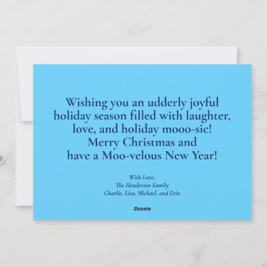 Schattigee Grappige Kerstman Koe Cartoon Feestdagenkaart (Achterkant)