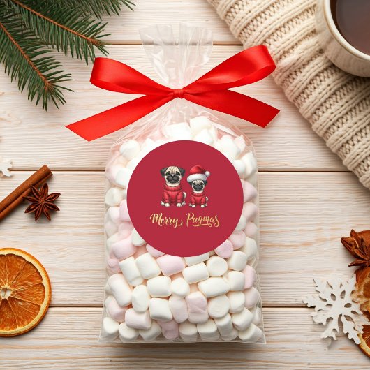 Schattigee Grappige Kerstvakantie Vrolijke Pugmas Ronde Sticker