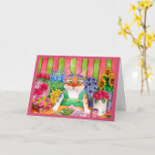 Schattigee grappige kitten kattenbloem begroeting  kaart (Gele Bloem)