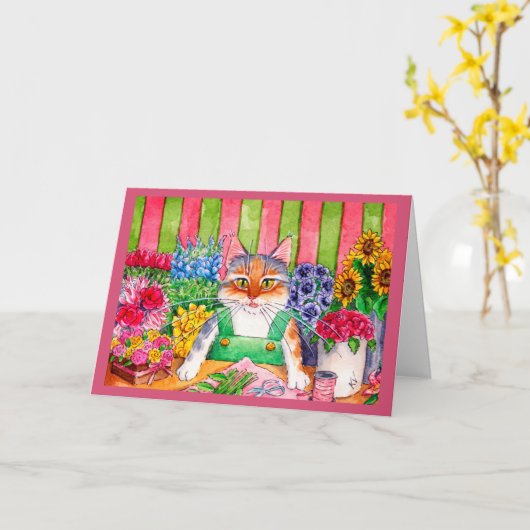 Schattigee grappige kitten kattenbloem begroeting  kaart (Gele Bloem)