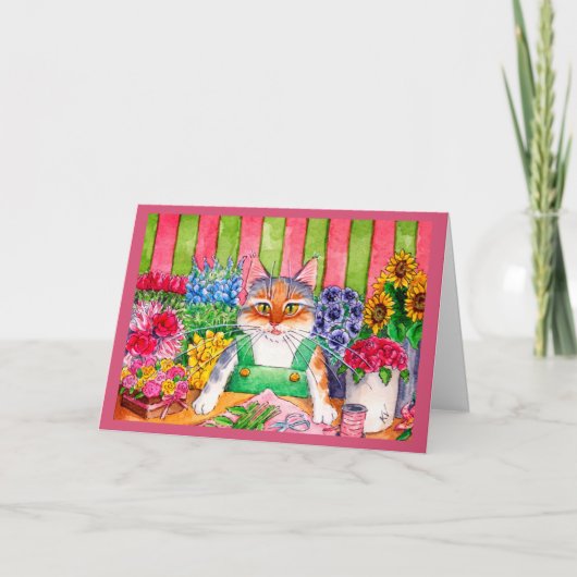 Schattigee grappige kitten kattenbloem begroeting kaart (Voorkant)