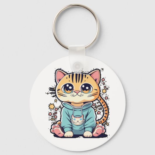 Schattigee grappige kleine kitten Chiffon Top Sleutelhanger (Voorkant)