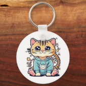 Schattigee grappige kleine kitten Chiffon Top Sleutelhanger (Voorkant)