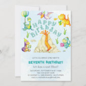 Schattigee Grappige Kleurrijke Dinosaurussen Vulka Kaart (Voorkant)