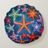 Schattigee grappige kleurrijke kleine zeester in h rond kussen (Achterkant)