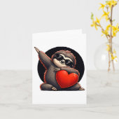 Schattigee Grappige Koele Luiaard Dabbing Hart Val Kaart (Gele Bloem)