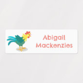 Schattigee grappige kraaiende haan cartoon geperso labels (Design 2)