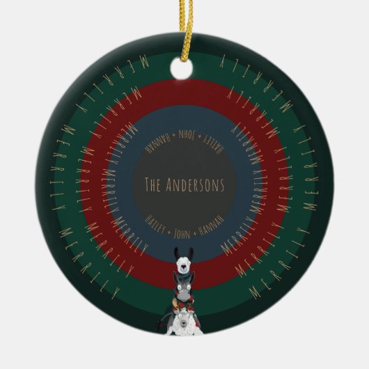 Schattigee, grappige, leuke winterdierenillustrati keramisch ornament (Voorkant)