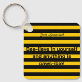 Schattigee Grappige Liefde Quote Bumble Bee Stripe Sleutelhanger (Voorkant)