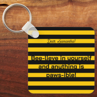 Schattigee Grappige Liefde Quote Bumble Bee Stripe Sleutelhanger